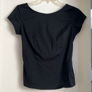 Ann Taylor Petite Peplum Top in Black